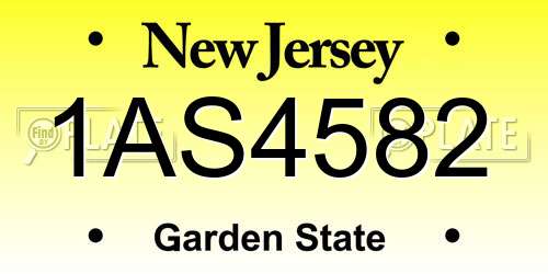 1AS4582 New Jersey License Plate