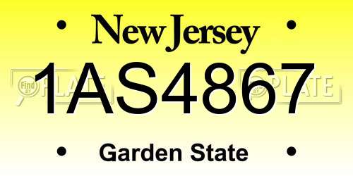 1AS4867 New Jersey License Plate
