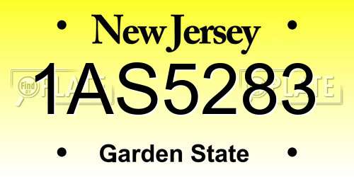 1AS5283 New Jersey License Plate