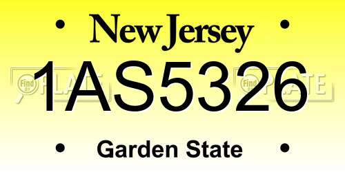 1AS5326 New Jersey License Plate