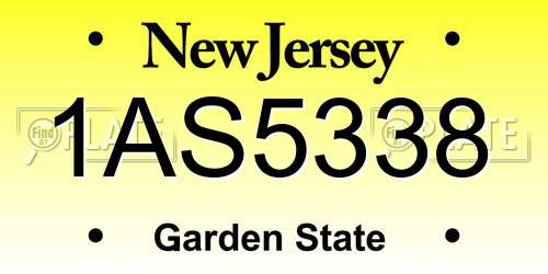 1AS5338 New Jersey License Plate