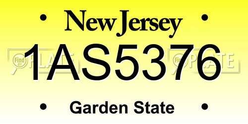 1AS5376 New Jersey License Plate