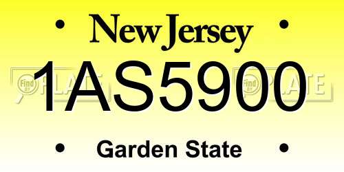 1AS5900 New Jersey License Plate