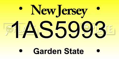 1AS5993 New Jersey License Plate