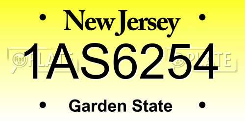1AS6254 New Jersey License Plate