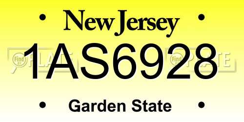 1AS6928 New Jersey License Plate