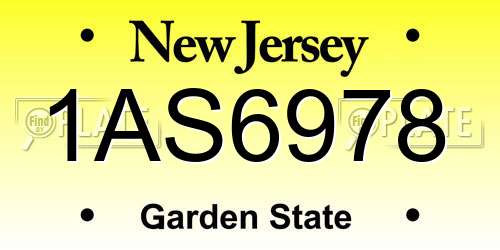 1AS6978 New Jersey License Plate