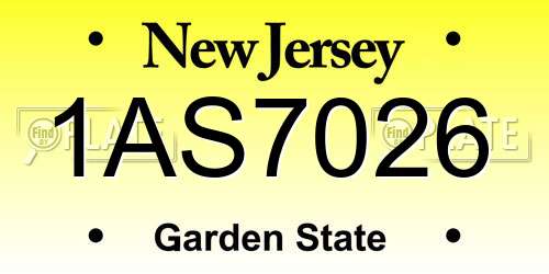 1AS7026 New Jersey License Plate