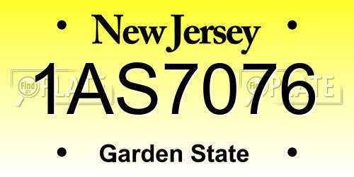 1AS7076 New Jersey License Plate