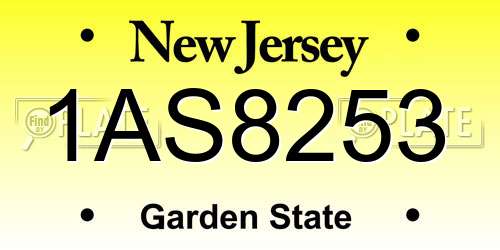 1AS8253 New Jersey License Plate