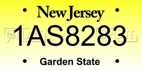1AS8283 New Jersey License Plate