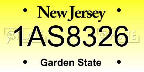 1AS8326 New Jersey License Plate