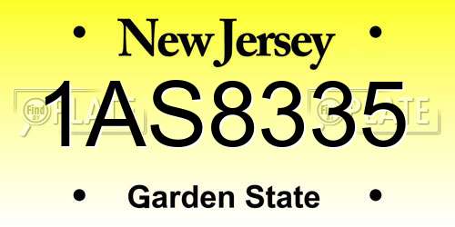 1AS8335 New Jersey License Plate