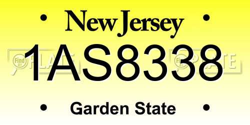 1AS8338 New Jersey License Plate