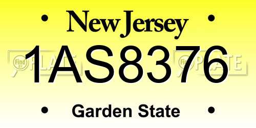 1AS8376 New Jersey License Plate