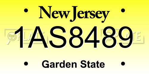 1AS8489 New Jersey License Plate