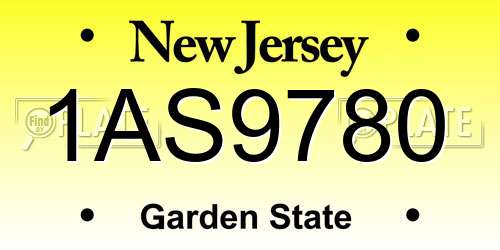 1AS9780 New Jersey License Plate