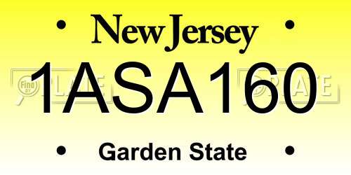 1ASA160 New Jersey License Plate