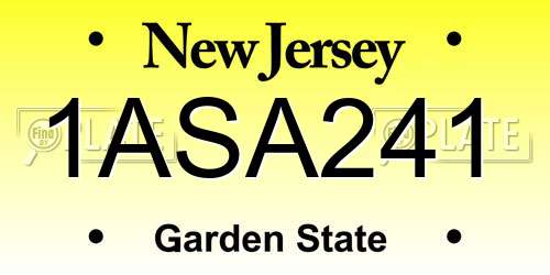 1ASA241 New Jersey License Plate