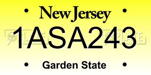 1ASA243 New Jersey License Plate
