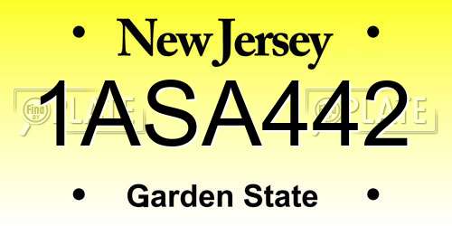 1ASA442 New Jersey License Plate