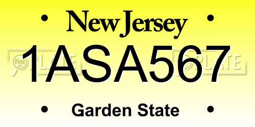 1ASA567 New Jersey License Plate