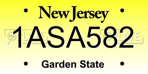 1ASA582 New Jersey License Plate