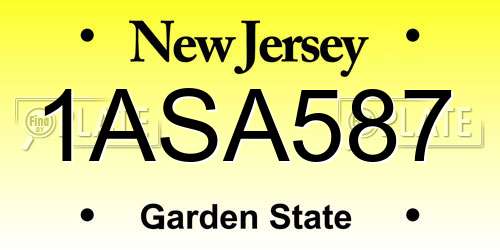 1ASA587 New Jersey License Plate