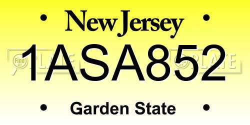 1ASA852 New Jersey License Plate