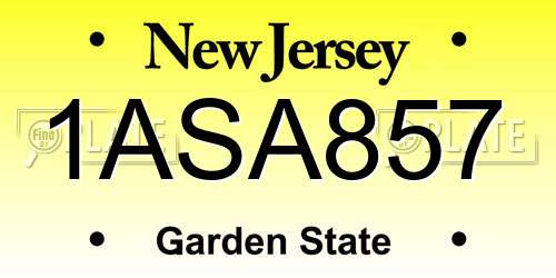 1ASA857 New Jersey License Plate