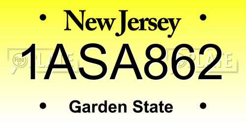 1ASA862 New Jersey License Plate