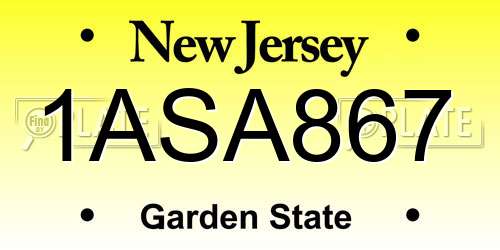 1ASA867 New Jersey License Plate