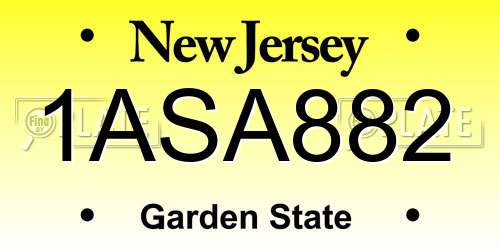 1ASA882 New Jersey License Plate