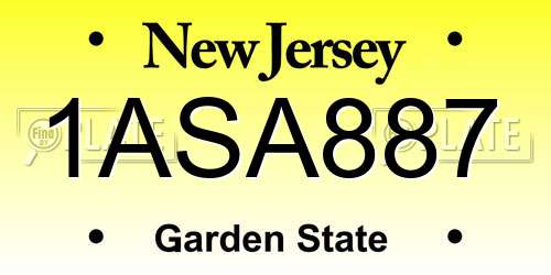 1ASA887 New Jersey License Plate