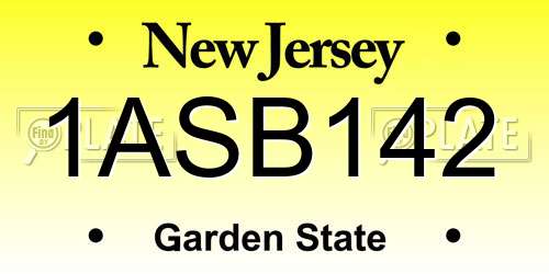 1ASB142 New Jersey License Plate