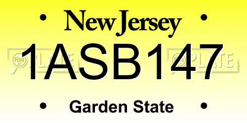 1ASB147 New Jersey License Plate