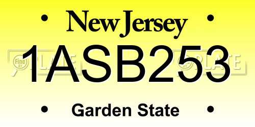 1ASB253 New Jersey License Plate