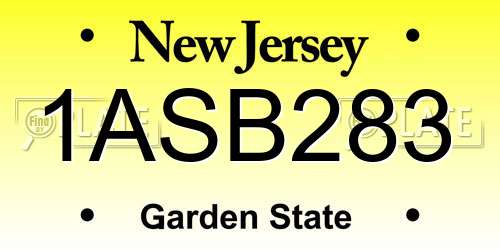 1ASB283 New Jersey License Plate