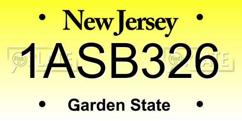 1ASB326 New Jersey License Plate