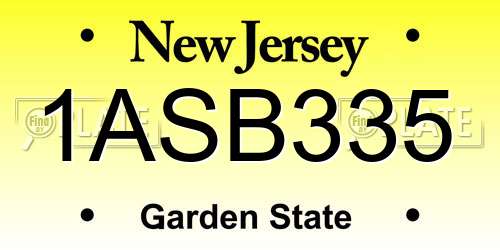 1ASB335 New Jersey License Plate