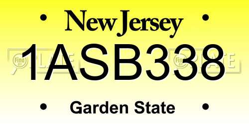 1ASB338 New Jersey License Plate