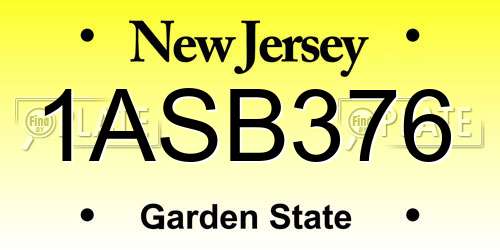 1ASB376 New Jersey License Plate