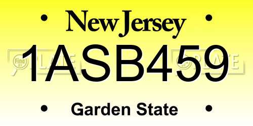 1ASB459 New Jersey License Plate