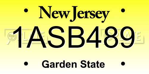 1ASB489 New Jersey License Plate