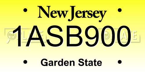 1ASB900 New Jersey License Plate