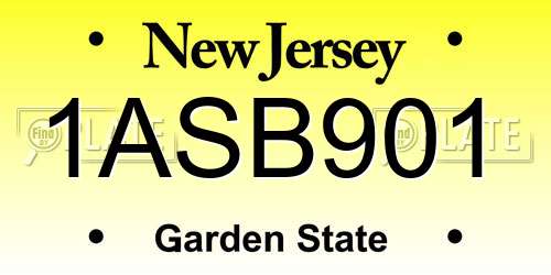 1ASB901 New Jersey License Plate