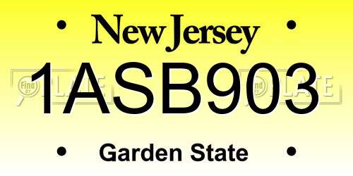 1ASB903 New Jersey License Plate