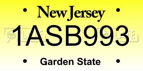 1ASB993 New Jersey License Plate