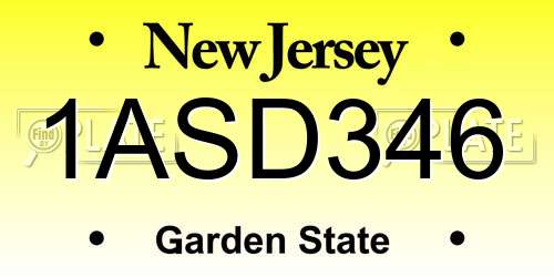 1ASD346 New Jersey License Plate