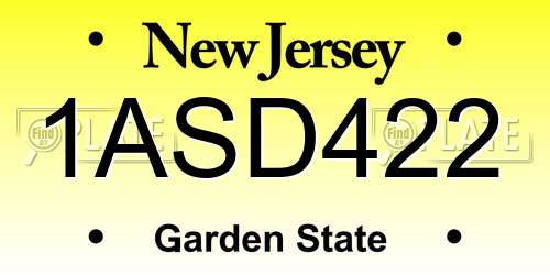 1ASD422 New Jersey License Plate